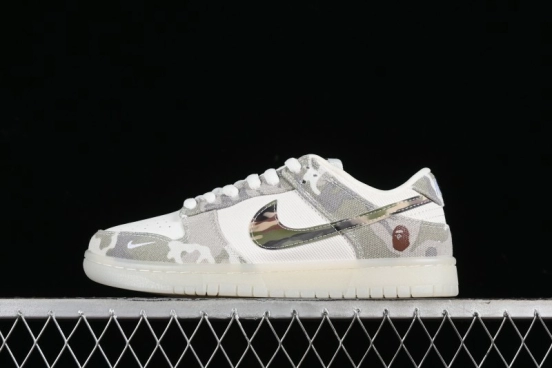Nike SB Dunk Low Bape Collaboration - Crystal Camouflage Anniversary Custom Low-Top Casual Skate Shoes - JH8040-941