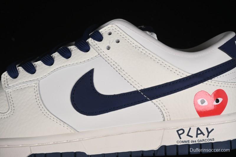 Nike SB Dunk Low Comme des Garcons Collaboration - Off-White Blue Swoosh Anniversary Custom Low-Top Casual Sneakers - KK1888-008