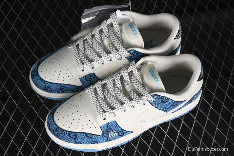 Nike SB Dunk Low Gucci Collaboration - Royal Blue Anniversary High-End Custom Low-Top Casual Sneakers CF3688-002