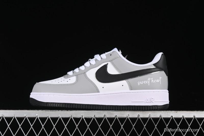 Nike Air Force 1 '07 Low White Grey Black Double Swoosh Casual Sneakers - DY8899-001