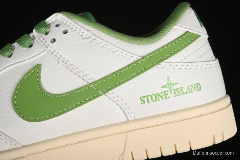 Nike SB Dunk Low Stone Island Collaboration - Spring Green Anniversary High-End Custom Low-Top Casual Sneakers - XB3802-348