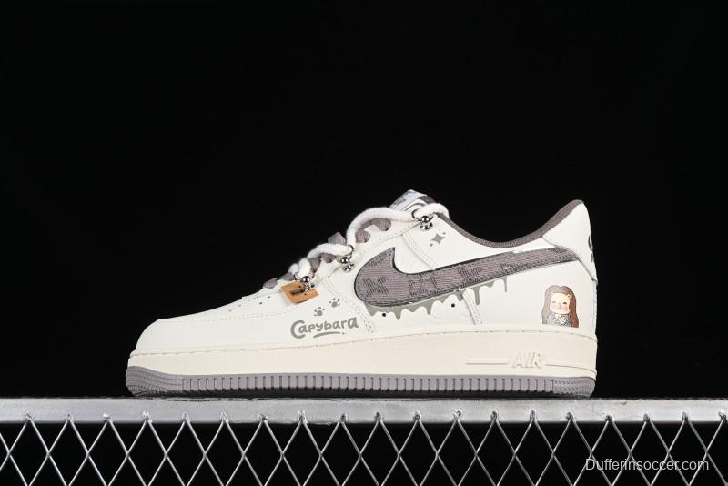 Nike Air Force 1 '07 Low x Capybara "Mona Lisa" Casual Lace-Up Sneakers - LV0506-990