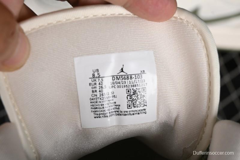 Nike Air Jordan 1 Low AJ1 Gucci Collaboration - Beige Green Knit High-End Custom Retro Basketball Shoes - DM5688-103