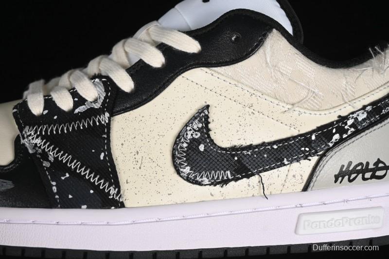 Nike Air Jordan 1 Low AJ1 Panda Prank Universe Exploration Custom Casual Sneakers - 553558-132