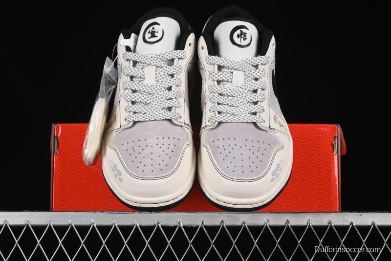 Nike Air Jordan 1 Low Retro Basketball Shoes Custom Black Myth Wukong Design - SJ9950-042