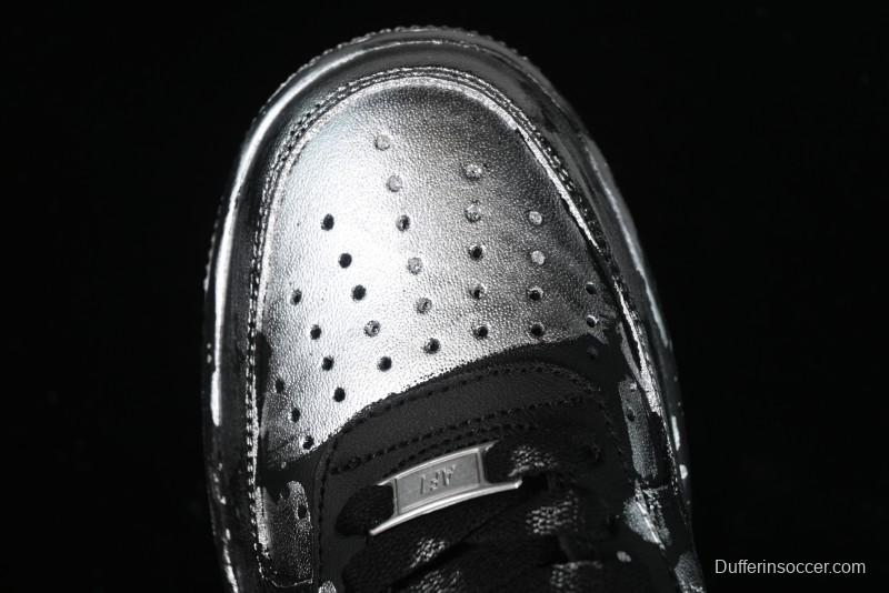 Nike Air Force 1 '07 Low Graffiti Black Silver Anime Hand-Painted Casual Sneakers - CW2288-012