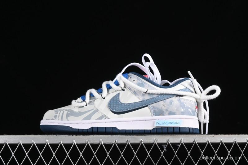 Nike Dunk Low Panda Prank Wave Rider - Silver Blue Shark Low Top Casual Sneakers - DD1391-400