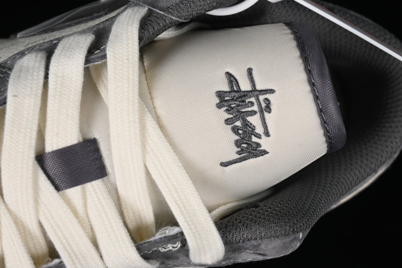 Nike Air Jordan 1 Low AJ1 Stussy Collaboration - Grey Pigskin Custom Low-Top Basketball Shoes - SJ9950-010