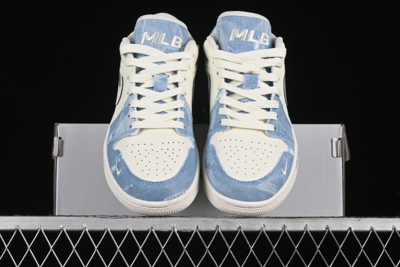 Nike Air Jordan 1 Low MLB Collaboration Retro Blue Denim Custom Basketball Shoes - DC2024-027
