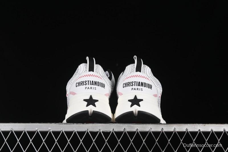 Dior Chrono Round Toe Lace-Up Lifestyle Casual Running Sneakers - 19W WHITE RED