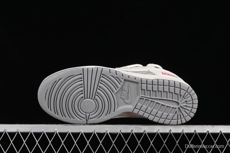 Nike SB Dunk Low Supreme Collaboration - Beige White Fox Lettering Anniversary High-End Custom Low-Top Casual Skate Shoes - JJ5688-106