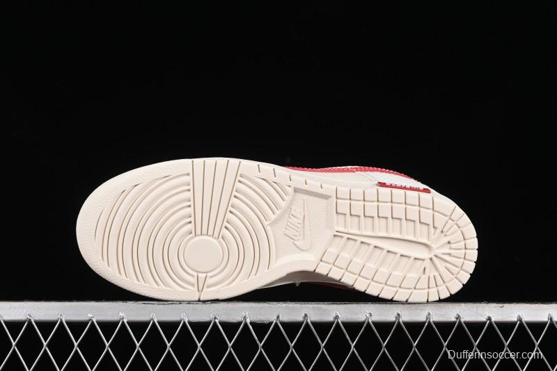 Nike SB Dunk Low Supreme Collaboration - White Dragon Scale Anniversary Custom Low-Top Casual Skate Shoes - BB8685-101