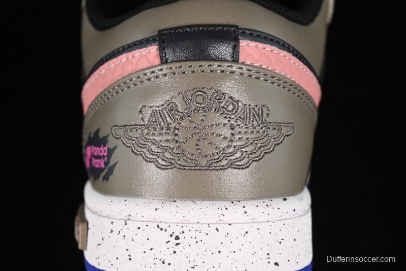 Nike Air Jordan 1 Low Retro Basketball Shoes with Panda Mischief Pioneer Knight Design - 553558-154