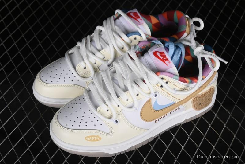 Nike Dunk Low Cake Bear White Yellow Low-Top Casual Sneakers - FN8913-141