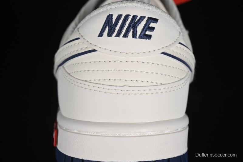 Nike SB Dunk Low Supreme Collaboration - Off White Navy Swoosh Anniversary Custom Low-Top Casual Skate Shoes - DJ2024-013