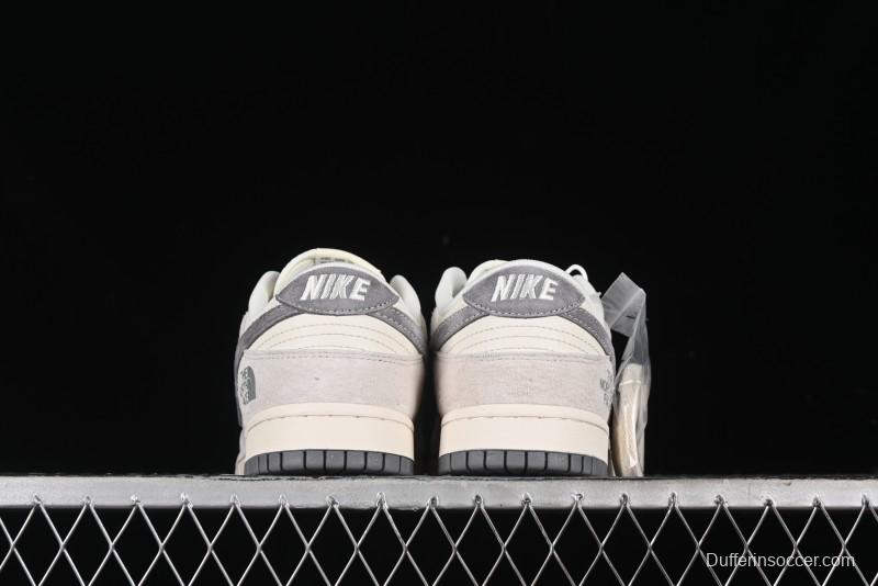 Nike SB Dunk Low The North Face Collaboration - Grey Pigskin Navy Swoosh Anniversary Custom Low-Top Casual Skate Shoes - SJ1089-009