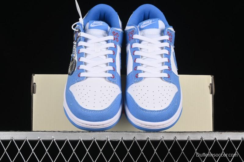 Nike SB Dunk Low Supreme Collaboration - Woven Blue Swoosh Anniversary Custom Low-Top Casual Skate Shoes - KK1888-015