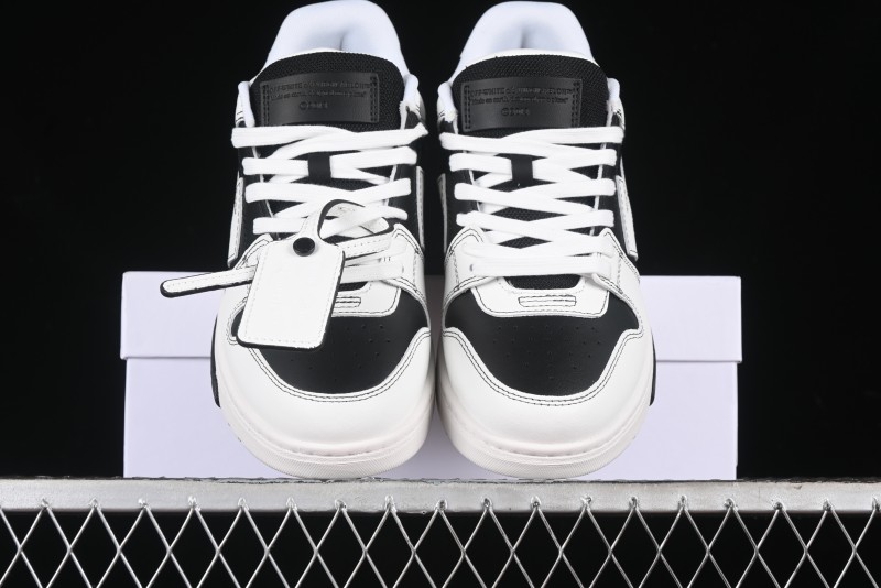 Off-White Out Of Office Low-Top Fashion Sneakers in White Black - AJD4