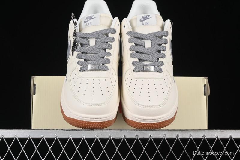 Nike Air Force 1 '07 Low Stussy Collaboration - Light Bone Gum Sole Casual Sneakers - XZ5688-003