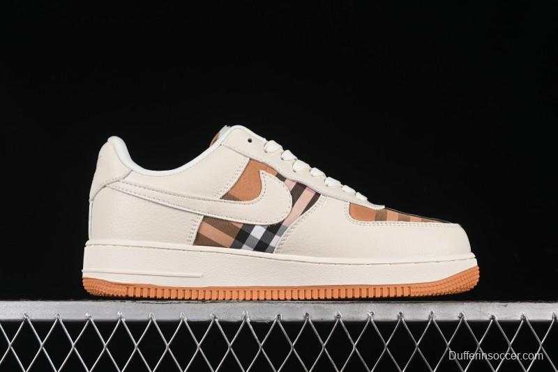 Nike Air Force 1 '07 Low Burberry Check Print Casual Sneakers - DF0180-006
