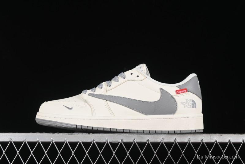 Nike Travis Scott x Fragment Design x Air Jordan 1 Low OG SP AJ1 Supreme North Face Collaboration - DIY1688-001