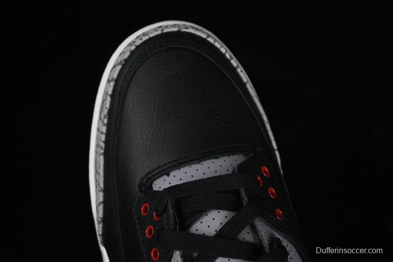 Nike Air Jordan 3 Retro Black Cement Sneakers with Visible Air Cushion - DN3707-010