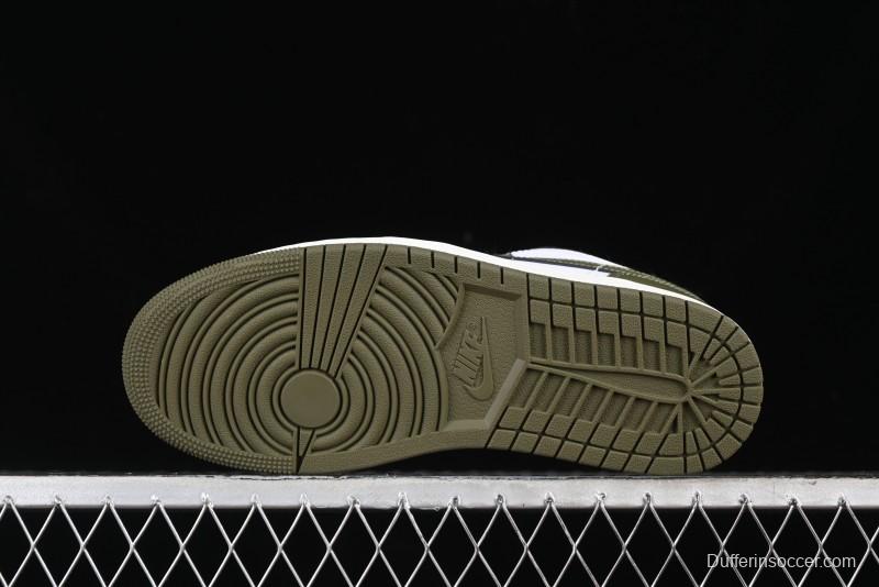 Nike Air Jordan 1 Low "Medium Olive" Casual Sneakers - 553558-092