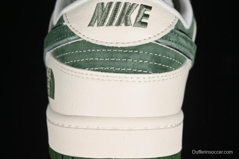 Nike SB Dunk Low The North Face Collaboration - Pig Leather Green Swoosh Anniversary Custom Low-Top Casual Skate Shoes - DQ1098-511