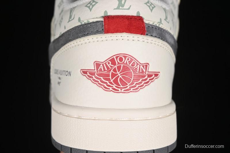 Nike Air Jordan 1 Low LV Collaboration Print Off-White Retro Basketball Shoes - WG8850-010