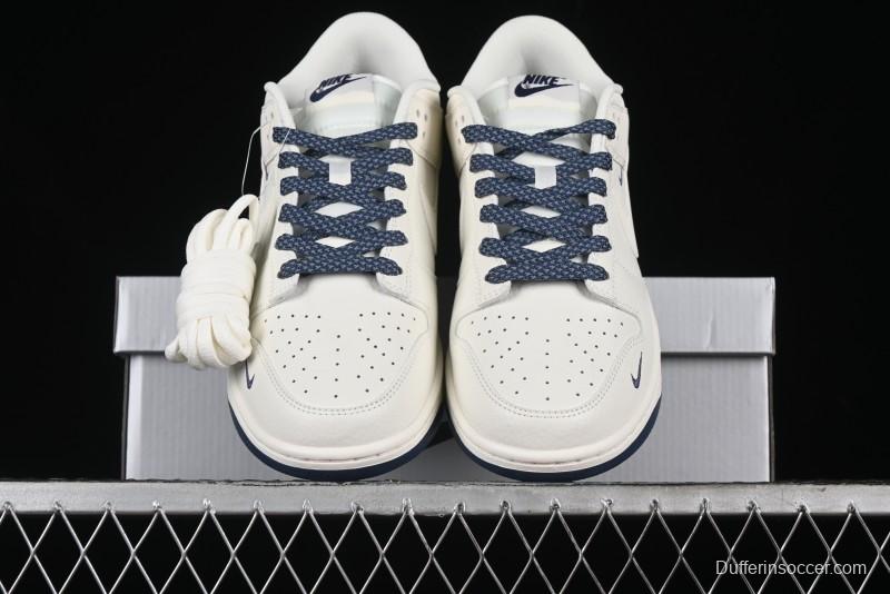 Nike SB Dunk Low Collaboration Three Swooshes Dark Blue Colorway Low-Top Casual Skateboarding Shoes - NK5639-327