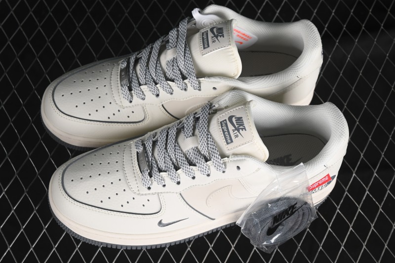Nike Air Force 1 '07 Low Supreme The North Face Collaboration - Beige Grey Low-Top Casual Sneakers - XZ1996-710