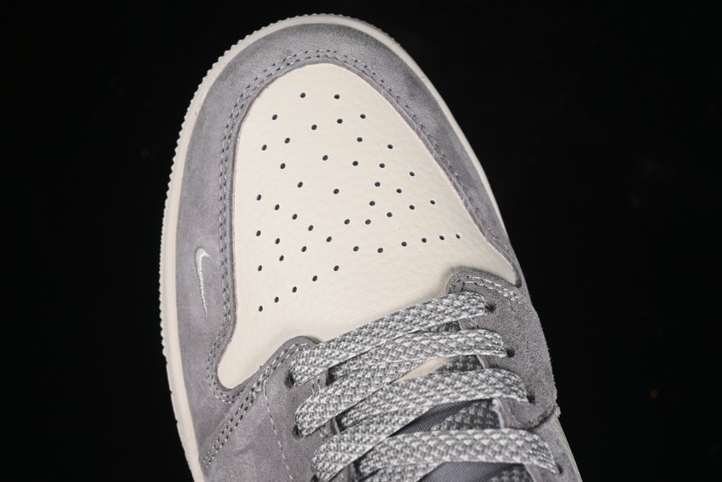 Nike Air Jordan 1 Low Stussy Collaboration - Light Bone Grey Dual-Tone Premium Custom Retro Basketball Shoes - SJ9950-045