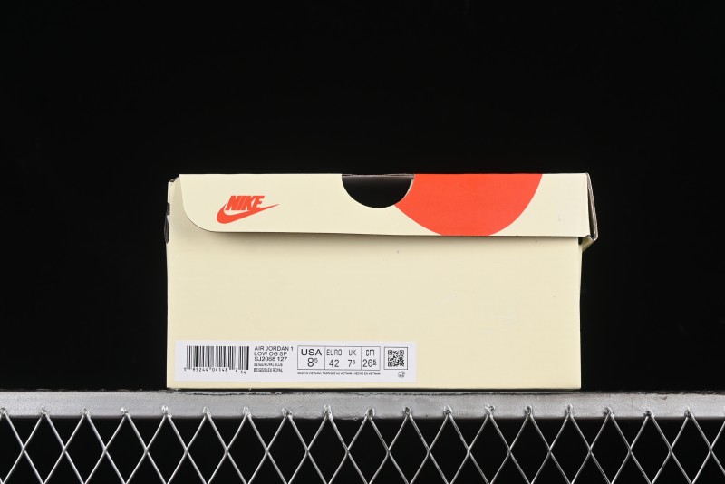 Nike Travis Scott x Fragment Design x Air Jordan 1 Low OG SP AJ1 Supreme Stussy Collaboration - Suede Blue Swoosh Low-Top Casual Sneakers - SJ2068-127