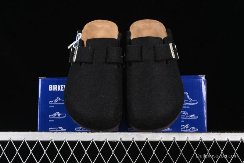 Birkenstock Half Open Toe Sandals with Smokeless Coal Wool Upper - G.D4