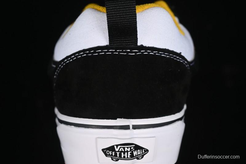 Vans Knu Skool Low-Top Retro Casual Vulcanized Slip-On Sneakers in Black White Yellow - VN000D6C6RJ