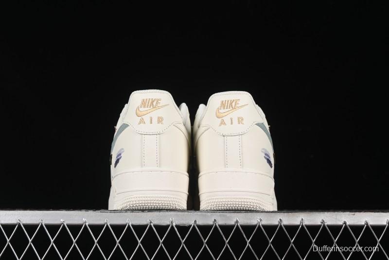 Nike Air Force 1 '07 Low Casual Sneakers with Mint Mambo Anime Theme and Gold Spray - ZH0316-040