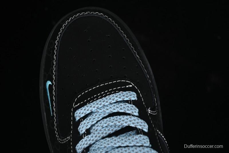 Nike Air Force 1 '07 Low Stussy Collaboration - Black Tiffany Low-Top Casual Sneakers - KK1988-008