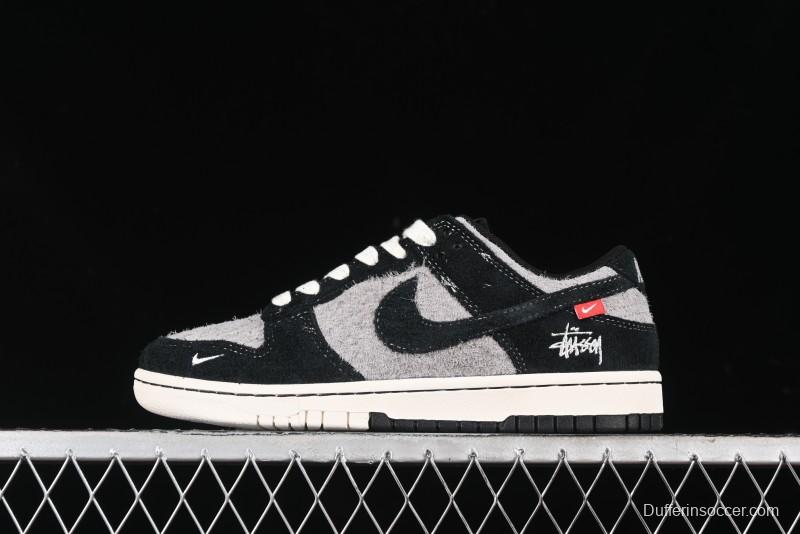 Nike SB Dunk Low Stussy Series - Grey Black with Black Swoosh Anniversary Custom Low-Top Casual Skate Shoes - MM1089-028