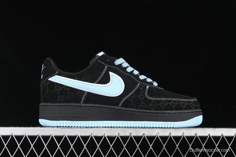Nike Air Force 1 '07 Low Stussy Collaboration - Black Tiffany Low-Top Casual Sneakers - KK1988-008