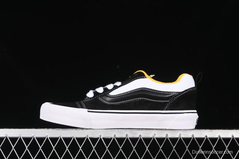 Vans Knu Skool Low-Top Retro Casual Vulcanized Slip-On Sneakers in Black White Yellow - VN000D6C6RJ