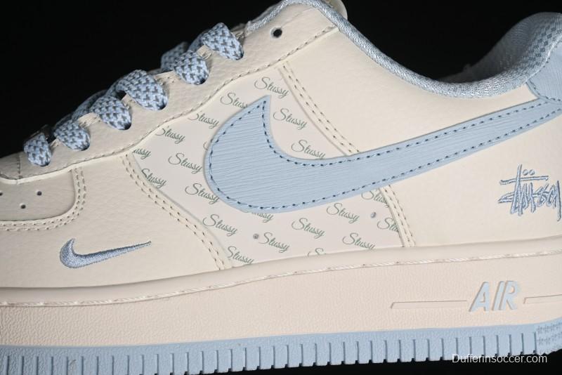 Nike Air Force 1 '07 Low Stussy Collaboration - Off White Elegant Blue Low-Top Casual Sneakers - XZ3328-002