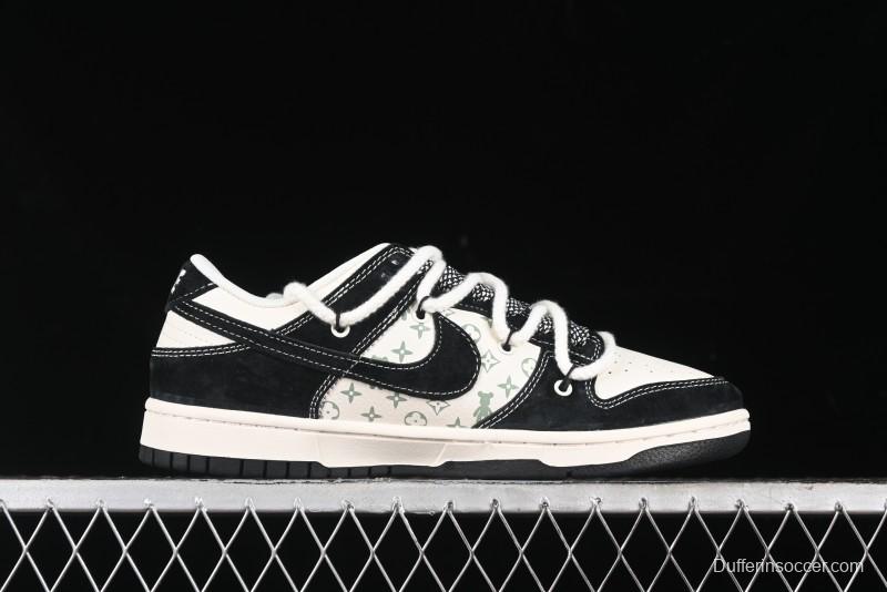 Nike SB Dunk Low Violent Bear Series - Lace-Up Beige with Black Swoosh Anniversary High-End Customized Low-Top Casual Skate Shoes - SJ2068-290