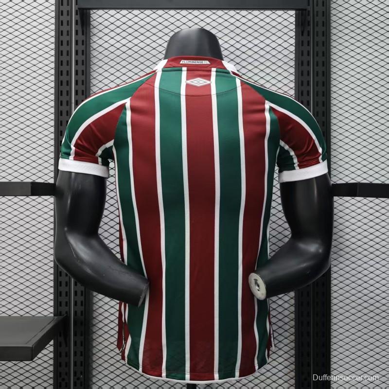 Player Version 25/26 Fluminense Green and Burgundy Vertical Striped with White Trim Jersey