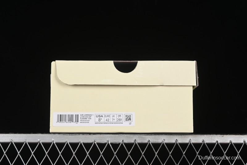 Nike Travis Scott x Fragment Design x Air Jordan 1 Low OG SP AJ1 Black Logo Drawstring Low-Top Casual Sneakers - SJ0086-135