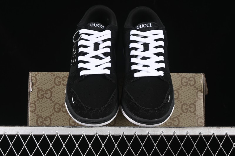 Nike SB Dunk Low Gucci Collaboration Dark Floral Pattern Anniversary Custom Low-Top Casual Sneakers - FC1688-140