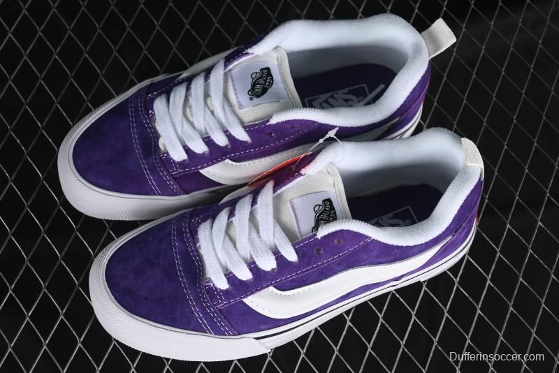 Vans Classics Knu Skool Full-Grain Leather Retro Sneakers with Chunky Silhouette - VN000CS0DRV