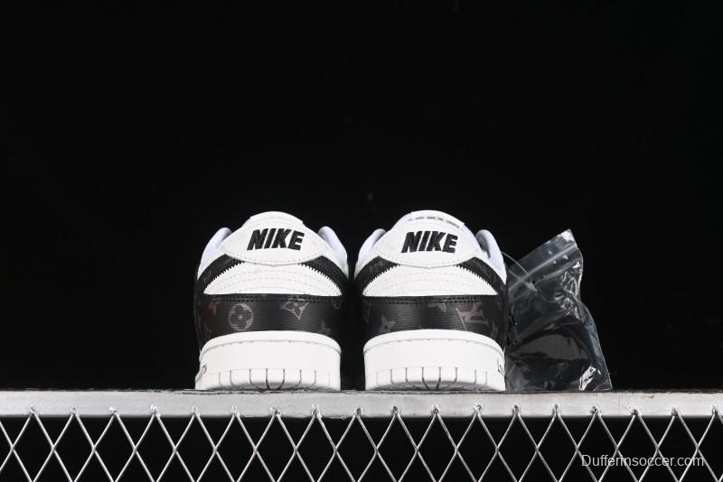 Nike SB Dunk Low LV Collaboration - Embossed White Black Print Anniversary High-End Custom Low-Top Casual Sneakers - DQ1098-361