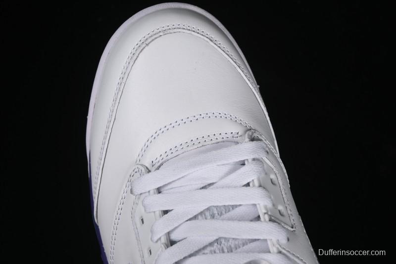 Nike Air Jordan 5 Retro Sneakers in White and Purple Grape Colorway - 136027-108