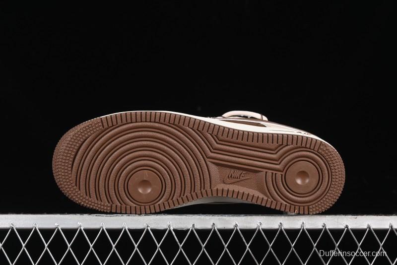 Nike Air Force 1 '07 Low Gucci Collaboration - Brown Coffee Drawstring Low-Top Casual Sneakers - SJ1198-400