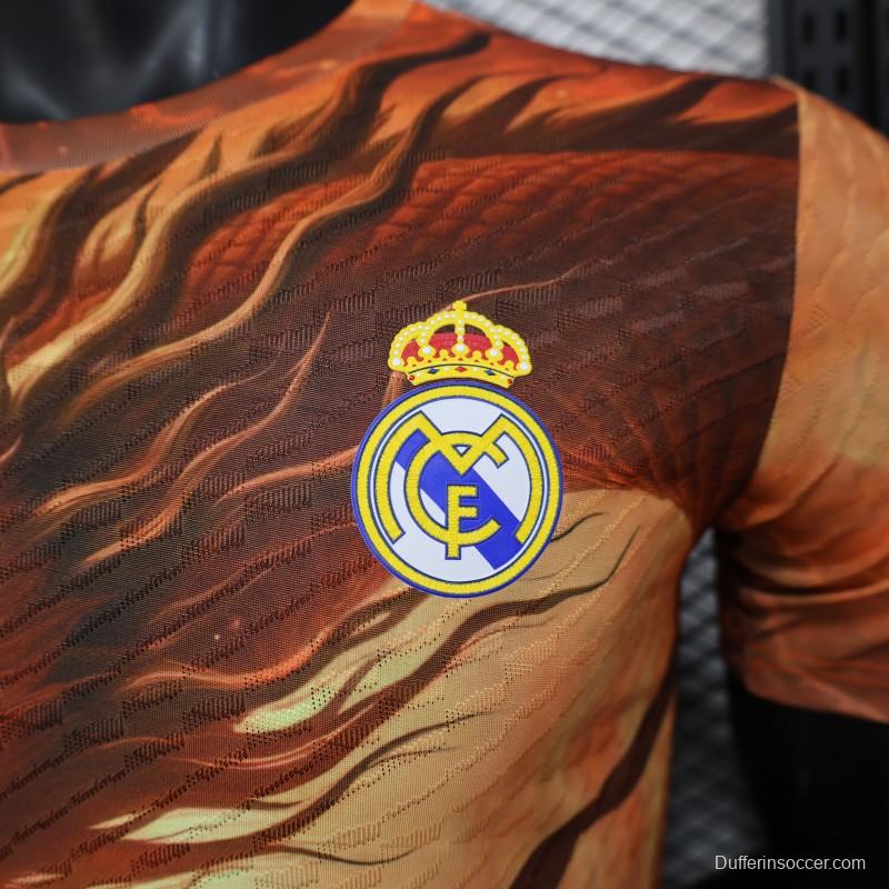 Player Version 25/26 Real Madrid NA ZHA Orange with Dragon Warrior Jersey